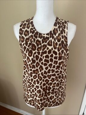 J.Crew Womens vest Leopard Print 100% cashmere  Sleeveless